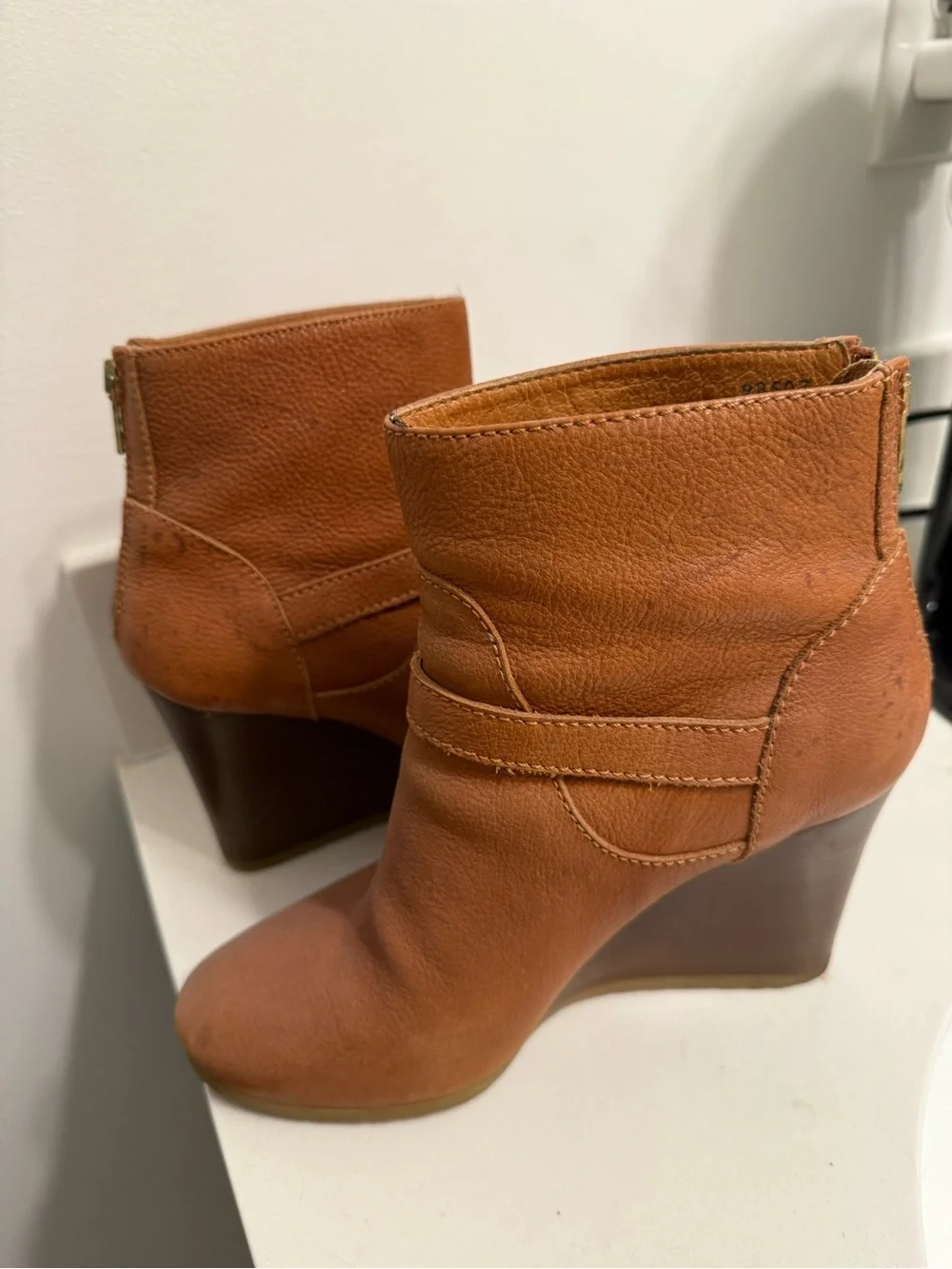 J.Crew Women's Tan Wedge Ankle Boot with Buckle